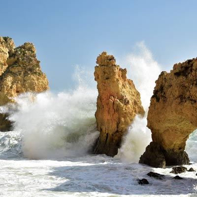 Coastal Golden Cliffs Sunrise Ponta Piedade Lagos Portugal Spectacular Rock  Stock Photo by ©eva.on.the.road 619135628